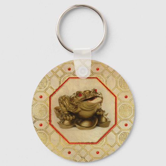 Drie Legged Lucky Money Frog/Toad Feng-shui Sleutelhanger (Voorkant)