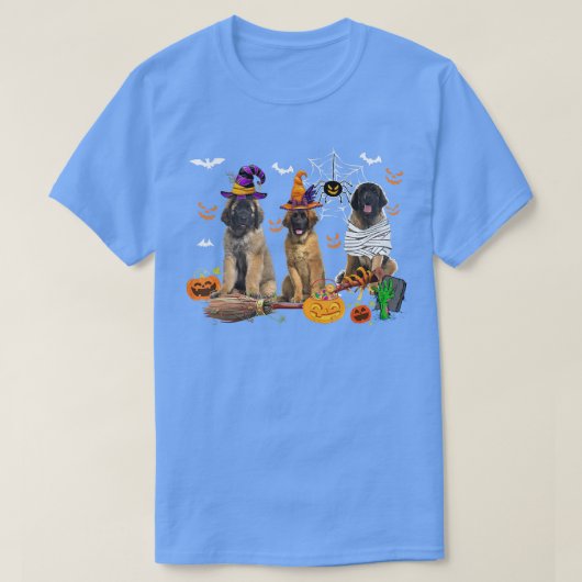 Drie Leonberger Dogs Witch Halloween Mummy Scary T-shirt (Design voorkant)