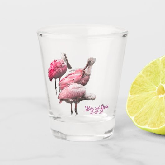 "Drie Lepelaars" Shotglas Shot Glas (Voorkant)