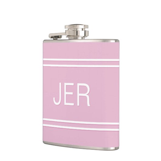 Drie letter Initialen monogram Drink roze Heupfles (Links)