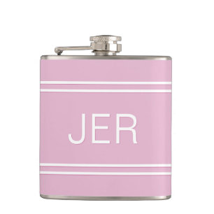 Drie letter Initialen monogram Drink roze Heupfles