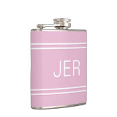 Drie letter Initialen monogram Drink roze Heupfles (Rechts)