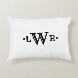 Drie Letter-monogram, aangepast, elegant zwart-wit Accent Kussen