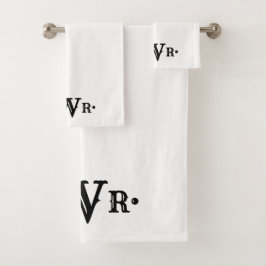 Drie Letter-monogram, aangepast, elegant zwart-wit Bad Handdoek