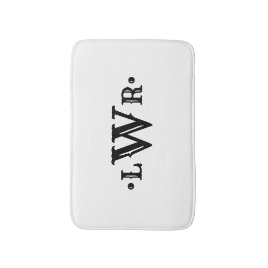 Drie Letter-monogram, aangepast, elegant zwart-wit Badmat (Voorkant Verticaal)