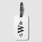 Drie Letter-monogram, aangepast, elegant zwart-wit Bagagelabel (Voorkant (verticaal))