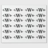 Drie Letter-monogram, aangepast, elegant zwart-wit Cadeaupapier (Vlak)