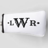 Drie Letter-monogram, aangepast, elegant zwart-wit Golfheadcover (Voorkant)