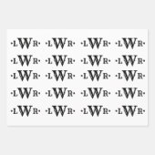 Drie Letter-monogram, aangepast, elegant zwart-wit Inpakpapier Vel (Voorkant 3)