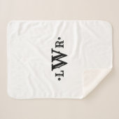 Drie Letter-monogram, aangepast, elegant zwart-wit Sherpa Deken (Voorkant (horizontaal))