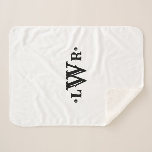 Drie Letter-monogram, aangepast, elegant zwart-wit Sherpa Deken (Voorkant (horizontaal))