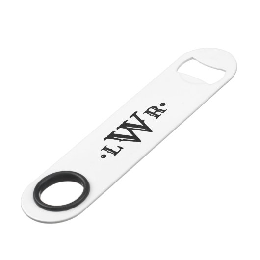 Drie Letter-monogram, aangepast, elegant zwart-wit Speed Flessenopener (Achterkant Gekanteld)