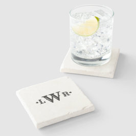 Drie Letter-monogram, aangepast, elegant zwart-wit Stenen Onderzetter
