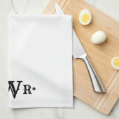 Drie Letter-monogram, aangepast, elegant zwart-wit Theedoek (Quarter Fold)