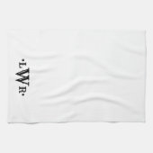 Drie Letter-monogram, aangepast, elegant zwart-wit Theedoek (Horizontaal)