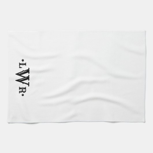 Drie Letter-monogram, aangepast, elegant zwart-wit Theedoek (Horizontaal)