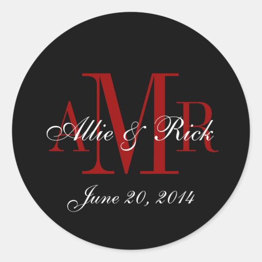 Drie Letter Monogram Namen Bruiloft Favor Labels (Voorkant)