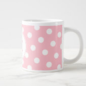 Drie Letter Monogramed Pink en White Polka Dots Grote Koffiekop (Rechts)