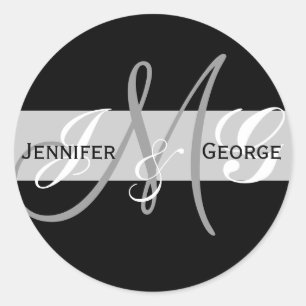 Drie Letters Monogram Initialen Bruiloft Sticker
