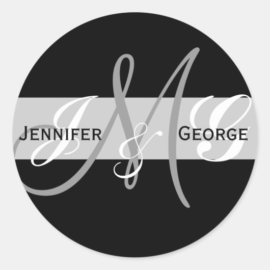 Drie Letters Monogram Initialen Bruiloft Sticker (Voorkant)