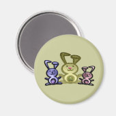 Drie leuke konijntjes magneet (Voorkant / Achterkant)