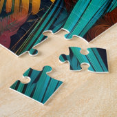 Drie levendig gekleurde papegaaien legpuzzel (Zijkant)
