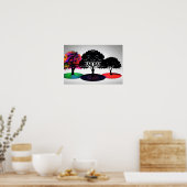 Drie levendige droomachtige bomen met witte achter poster (Keuken)