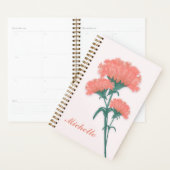 Drie lichte roze anjers, met naam planner (Display)
