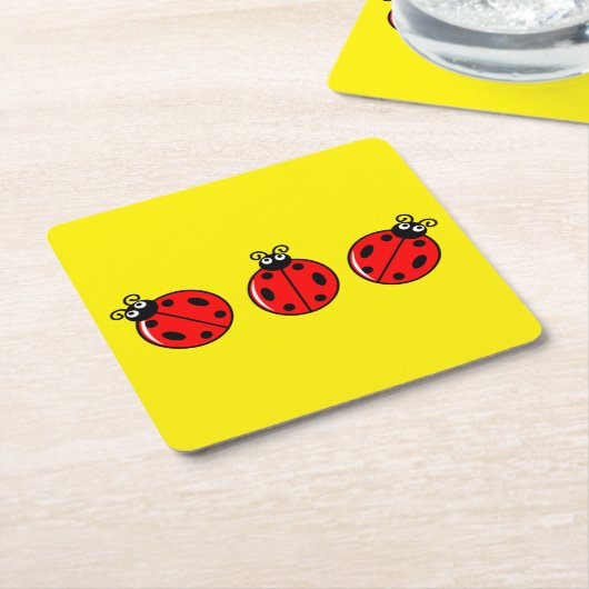 Drie liitle ladybugs - Onderzetter papier (Schuin)