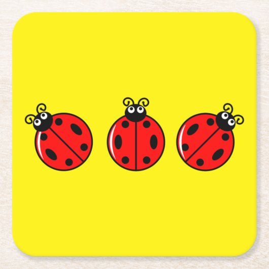 Drie liitle ladybugs - Onderzetter papier (Voorkant)