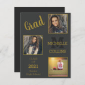 Drie Lijsten Eenvoudig Afstuderen Feestdagenkaart (Voorkant / Achterkant)