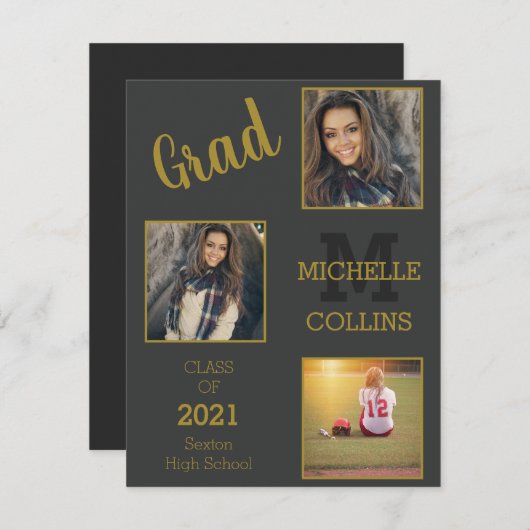 Drie Lijsten Eenvoudig Afstuderen Feestdagenkaart (Voorkant / Achterkant)