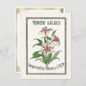Drie Lilies  Japan Silk Adverteren Label Briefkaart (Voorkant / Achterkant)