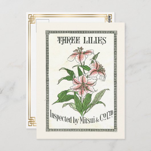 Drie Lilies Japan Silk Adverteren Label Briefkaart (Voorkant / Achterkant)