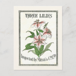 Drie Lilies Japan Silk Adverteren Label Briefkaart