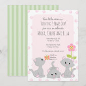 Drie Little Kittens-uitnodiging Kaart (Voorkant / Achterkant)