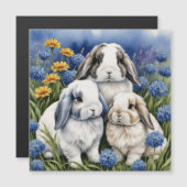 Drie Little Lop Bunny Konijnen magnetische kaart (Voorkant / Achterkant)