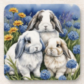 Drie Little Lop Bunny Rabbits set van 6 Bier Onderzetter (Voorkant)