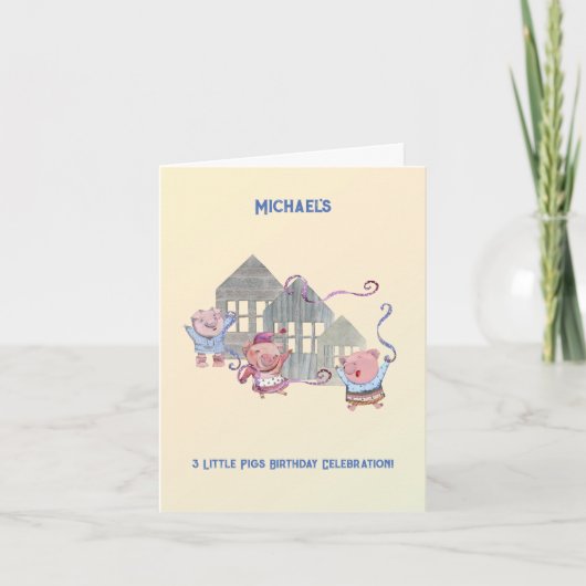 Drie Little Pigs Birthday Celebration Invitation (Voorkant)