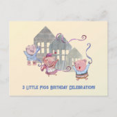 Drie Little Pigs Birthday Celebration Invitation Uitnodiging Briefkaart (Voorkant)
