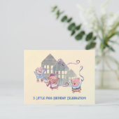 Drie Little Pigs Birthday Celebration Invitation Uitnodiging Briefkaart (Staand voorkant)