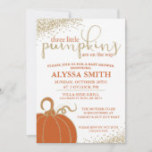 Drie Little Pumpkins Herfst Baby shower Invitation Kaart (Voorkant)