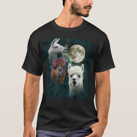 Drie Llama Moon | Wolf Moon Parody T-Shirt (Voorkant)