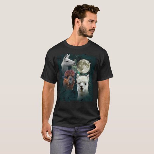 Drie Llama Moon | Wolf Moon Parody T-Shirt (Voorkant volledig)