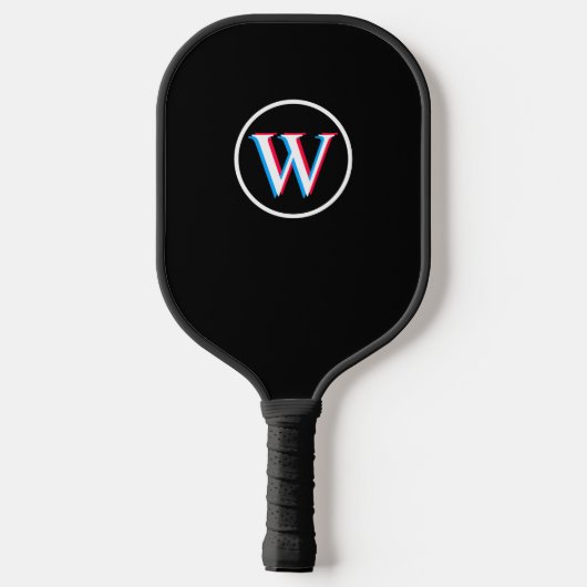 Drie Logo Monogram zwarte Pickleball Paddle (Achterkant)