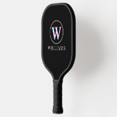 Drie Logo Monogram zwarte Pickleball Paddle (Links)