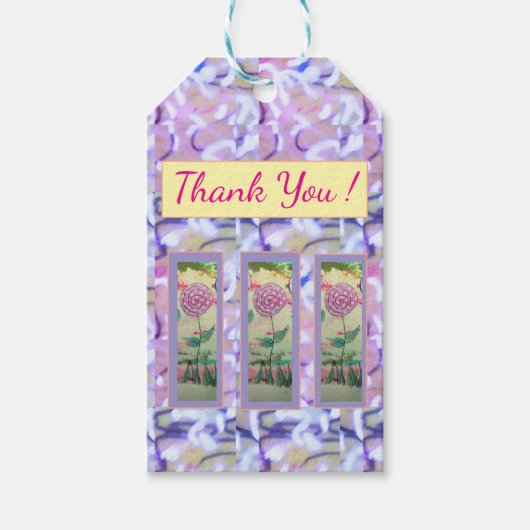 Drie Lollipop bloemen "Bedankt" Cadeaulabel (Voorkant)