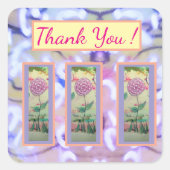 Drie Lollipop bloemen "Bedankt" Vierkante Sticker (Voorkant)