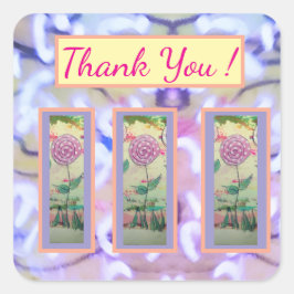 Drie Lollipop bloemen "Bedankt" Vierkante Sticker