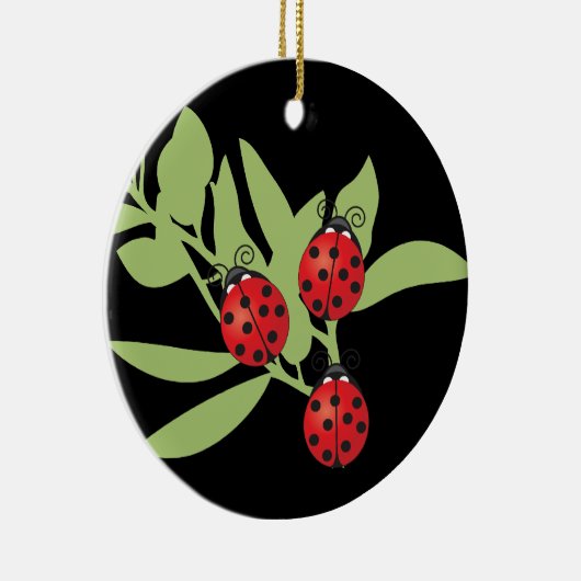 Drie Lucky Ladybugs Keramisch Ornament (Rechts)